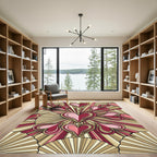 Radiant Red Pink Gold Heartburst Rug