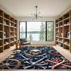 Dark Nautical Skull Anchor Ship Wheel Rug
