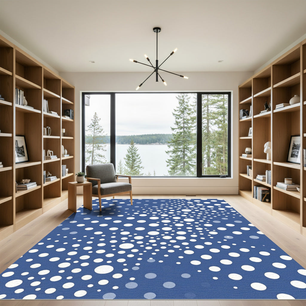 Deep Blue White Dot Cascade Rug