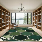 Modern Emerald Geometric Hexagon Rug