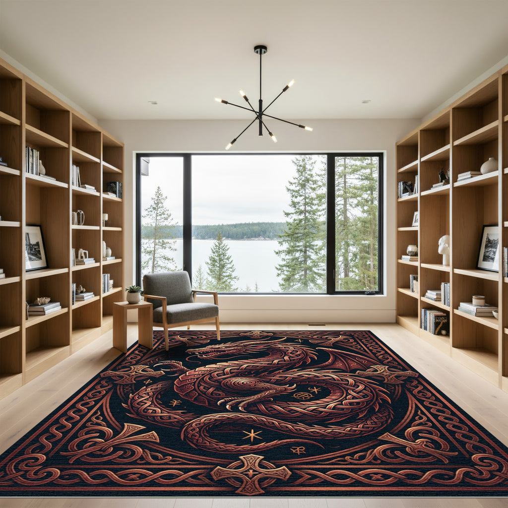 Celtic Bronze Dragon Knot Emblem Rug