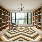 Earthy Chevron Stripe Geometric Rug