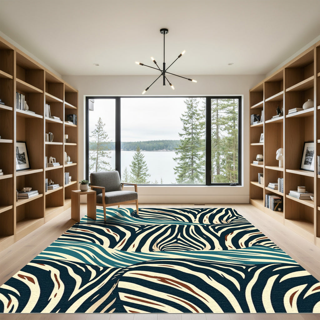 Coastal Zebra Stripes Abstract Rug