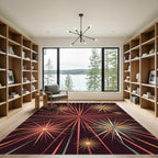 Explosion Starburst Crimson Gold Yellow Rug
