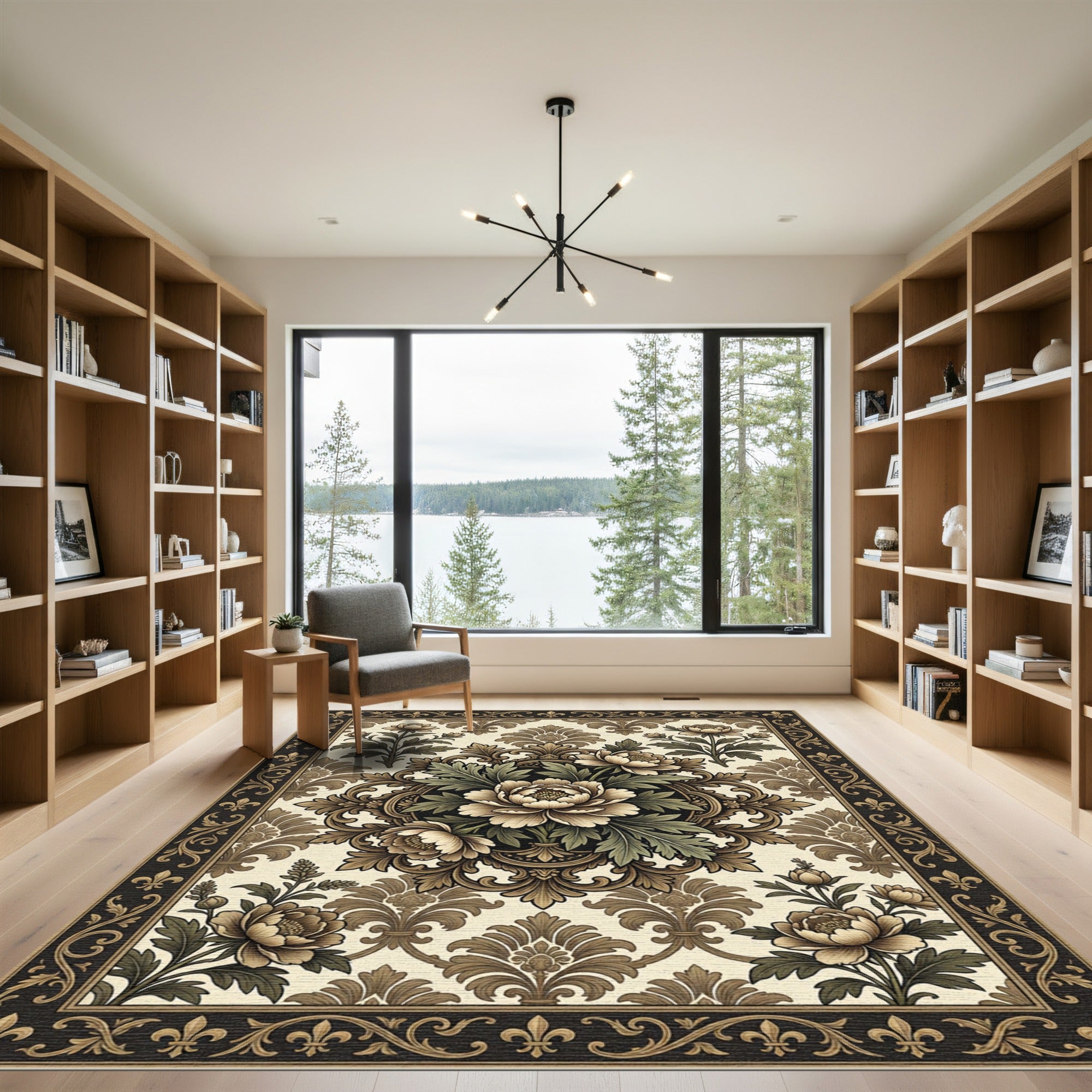 Vintage Floral Damask Flourish Medallion Rug
