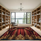 Crimson Red Velvet Ornate Textile Rug