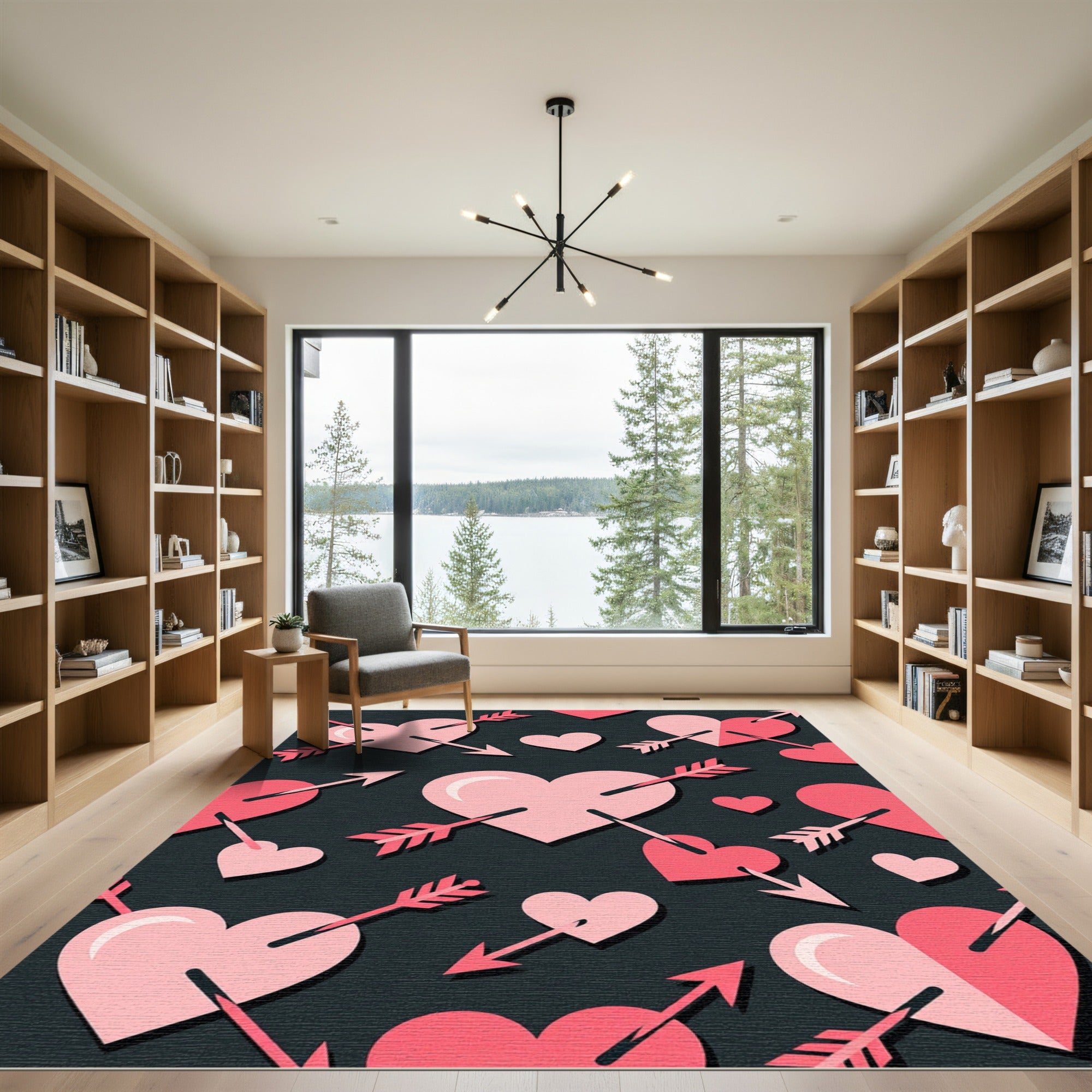 Pink Heart Arrows Seamless Composition Rug