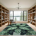 Lush Green Tropical Calathea Foliage Rug