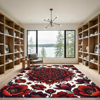 Crimson Floral Medallion Arrangement Rug
