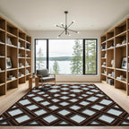 Dark Brown Lattice Quatrefoil Geometric Rug