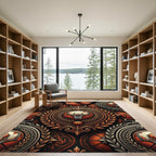 Ornate Bronze Basketball Emblem Medallion Rug