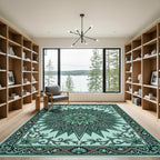 Emerald Verdant Starburst Ornamental Medallion Rug