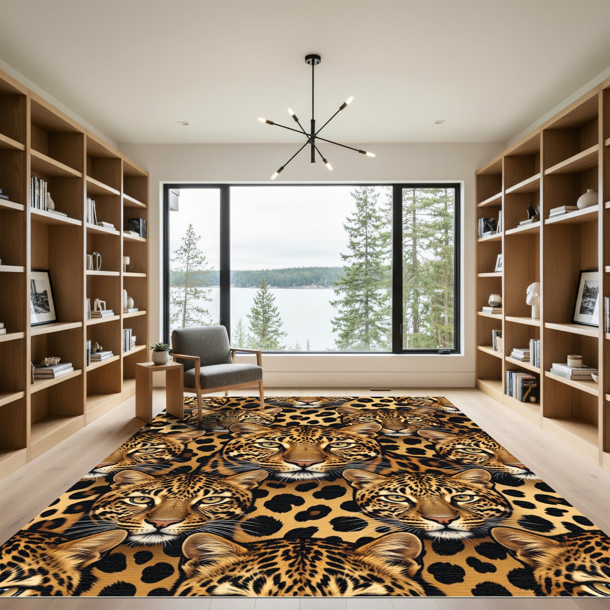 Golden Leopard Spots Wildlife Rug