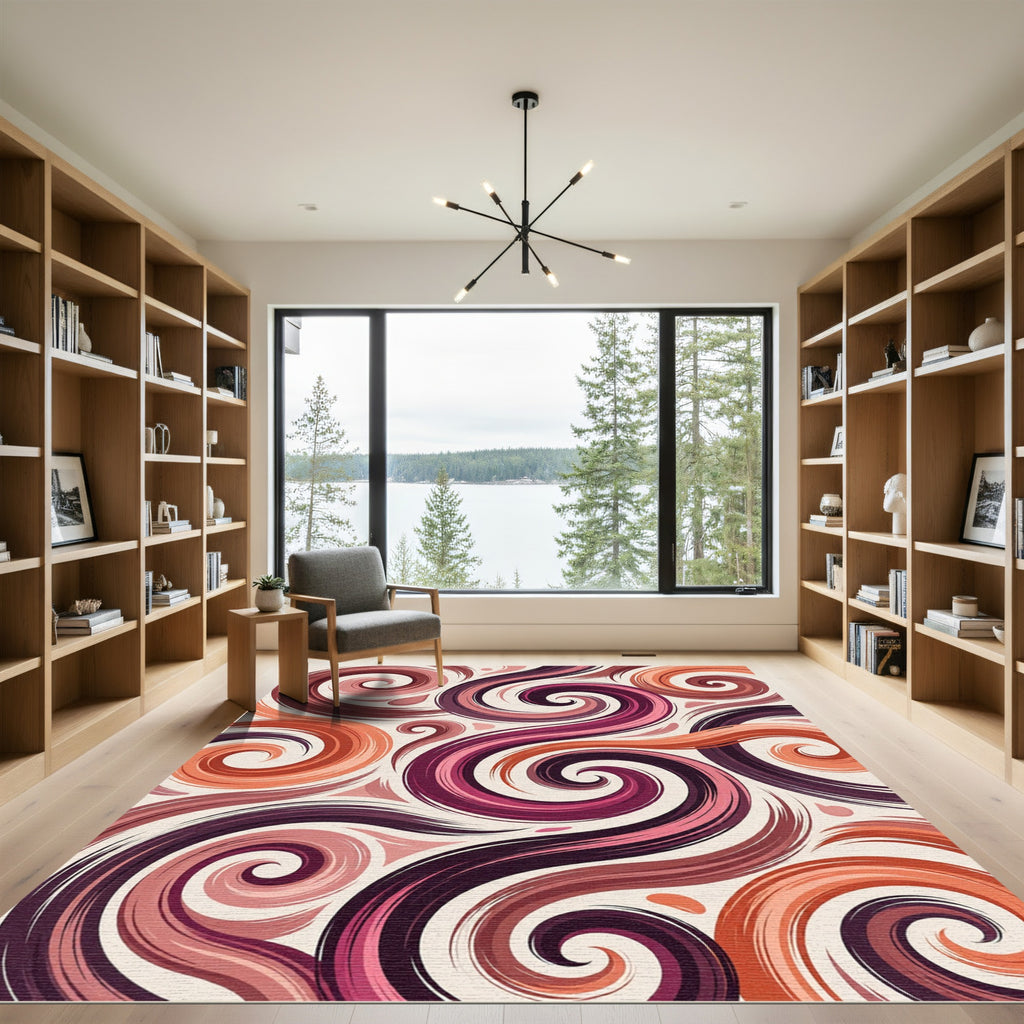 Rich Magenta Swirls Abstract Rug