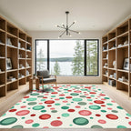 Festive Red Teal Dot Scatter Rug