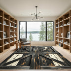 Distressed Wood Grain X Brace Rug