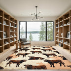 Rustic Brown Calf Farmhouse Illustration Rug