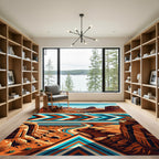 Southwestern Canyon Landscape Geometric Stripe Rug