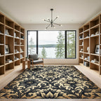 Vintage Charcoal Floral Botanical Vines Rug