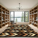 Earthy Geometric Chevron Boho Stripe Rug