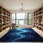 Deep Sapphire Blue Wavy Layers Rug