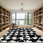 Bold Black and White Houndstooth Grid Rug
