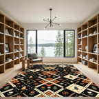 Warm Rustic Geometric Folk Art Rug