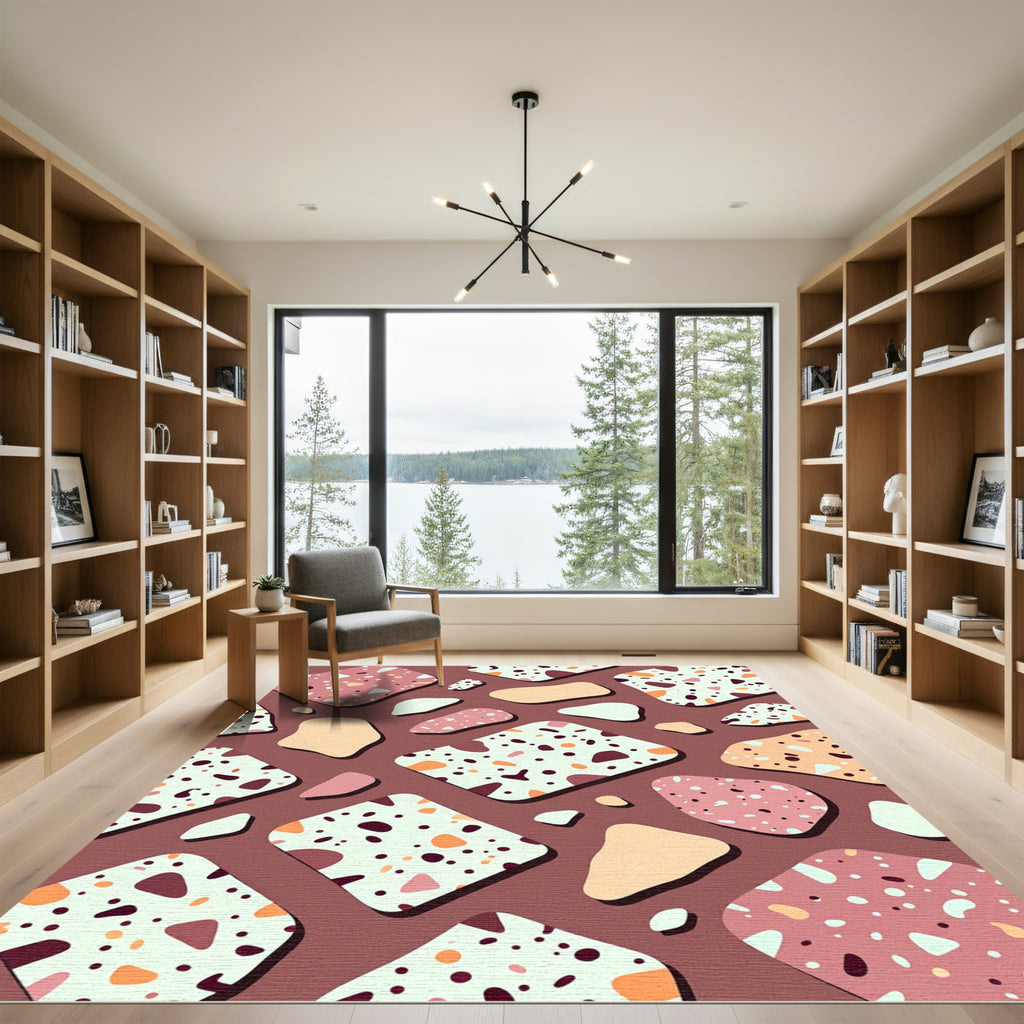 Modern Terrazzo Speckled Earthy Tones Rug
