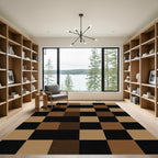 Minimalist Earthy Brown Black Checkerboard Rug