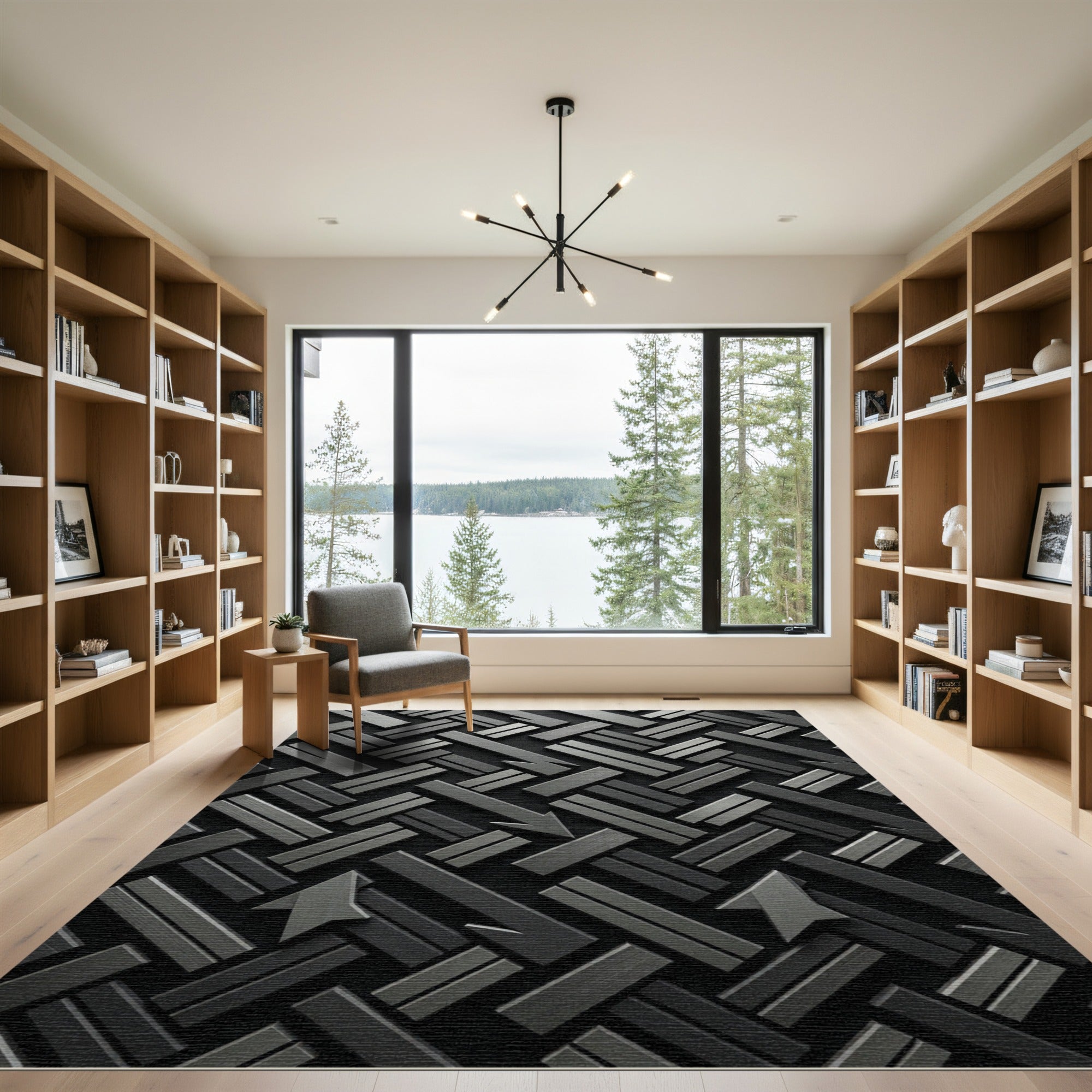 Monochromatic Abstract Directional Arrows Rug