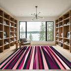 Crimson Magenta Vertical Shading Ribbon Rug