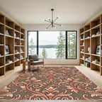 Rose Gold Baroque Scrollwork Ornament Rug