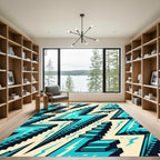 Electric Blue Geometric Lightning Staircase Rug