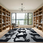 Black Cat Collection Scattered Whimsical Rug