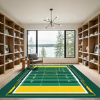 Green and Yellow Gridiron Field Line Rug