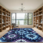 Indigo Blue Tie Dye Burst Rug