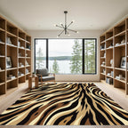 Earthy Brown Abstract Zebra Stripe Rug