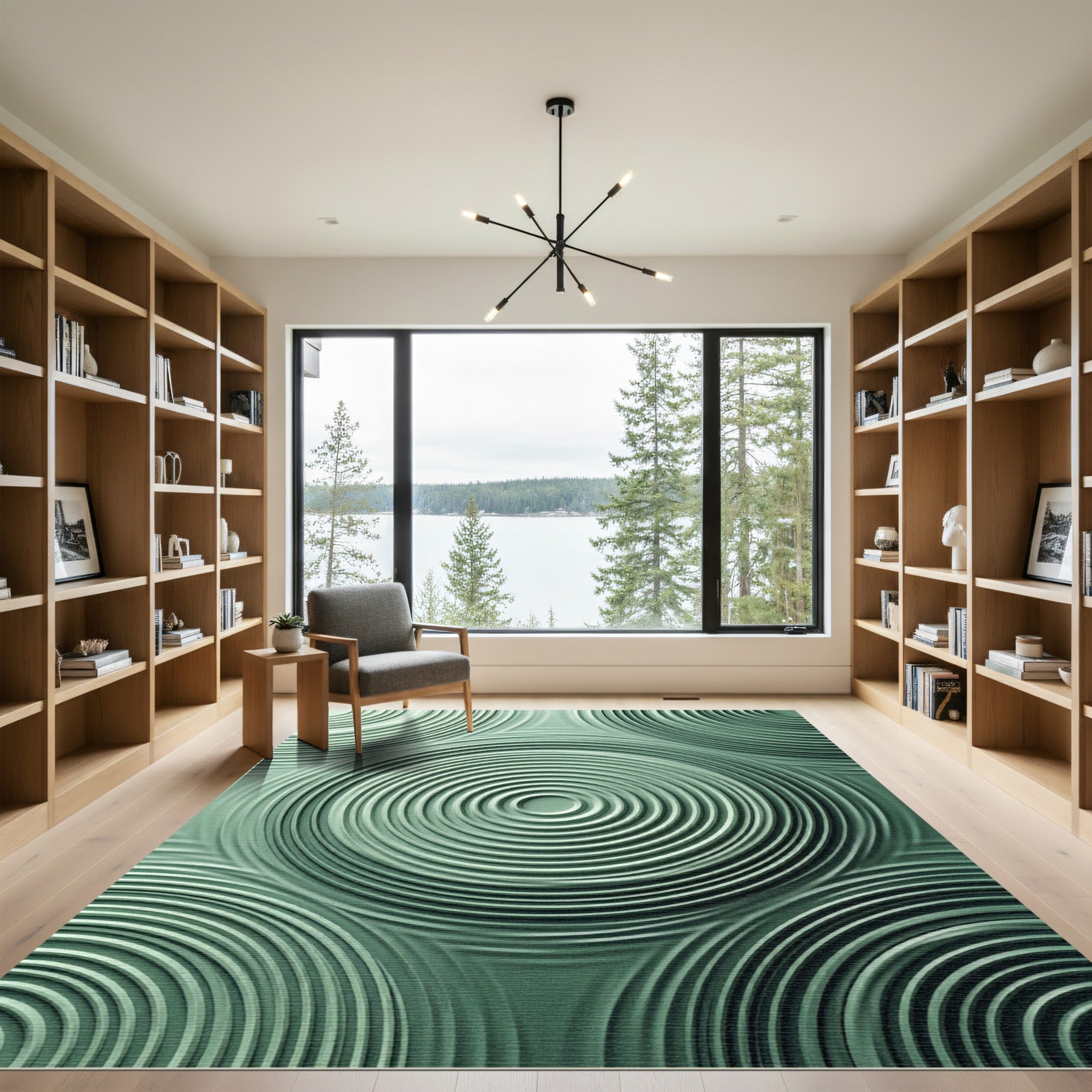 Sage Green Concentric Circles Rug