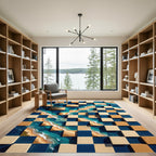 Abstract Coastal Tiled Ocean Shore Rug