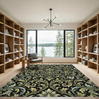 Elegant Sage Green Damask Scroll Rug