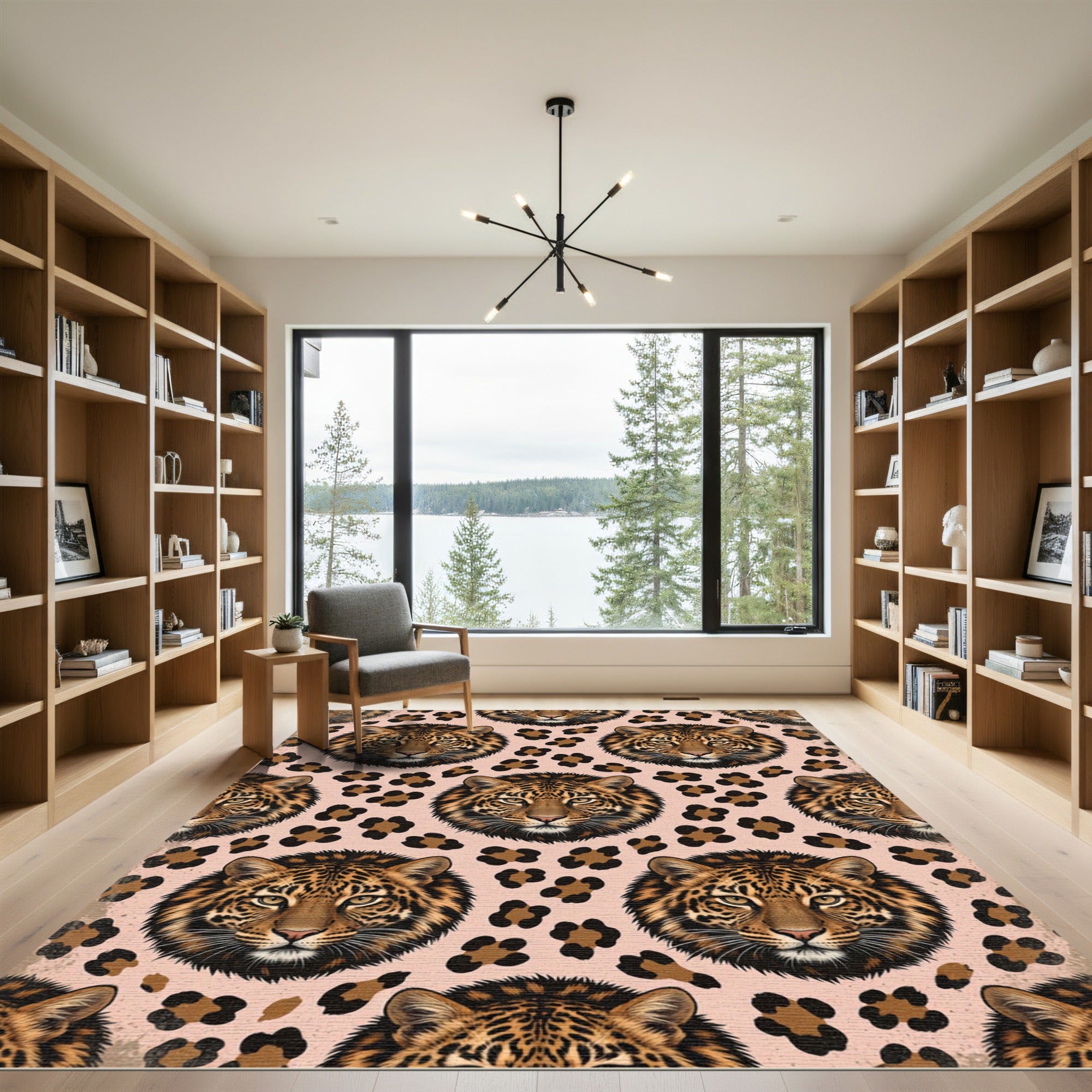 Chic Leopard Spots Pink Background Rug