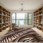 Chic Bronze Zebra Stripe Swirl Art Rug