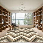 Neutral Earthy Zigzag Chevron Stripe Rug