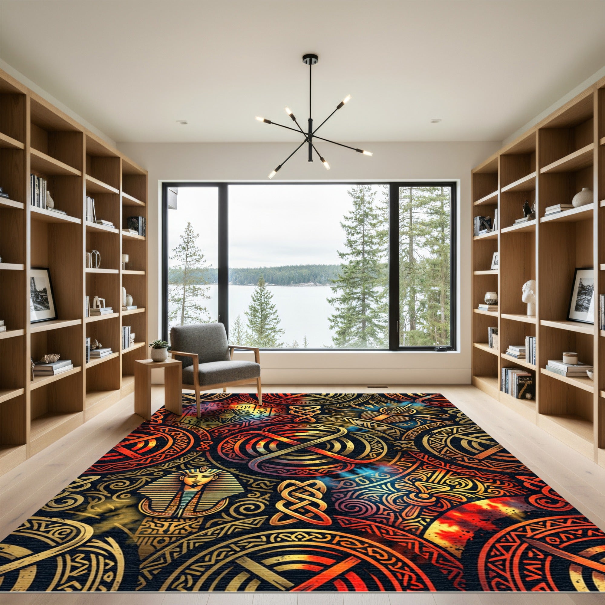 Ancient Egyptian Fire Medallion Rug