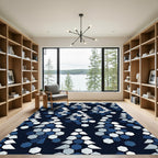 Modern Navy Blue Hexagon Forest Rug
