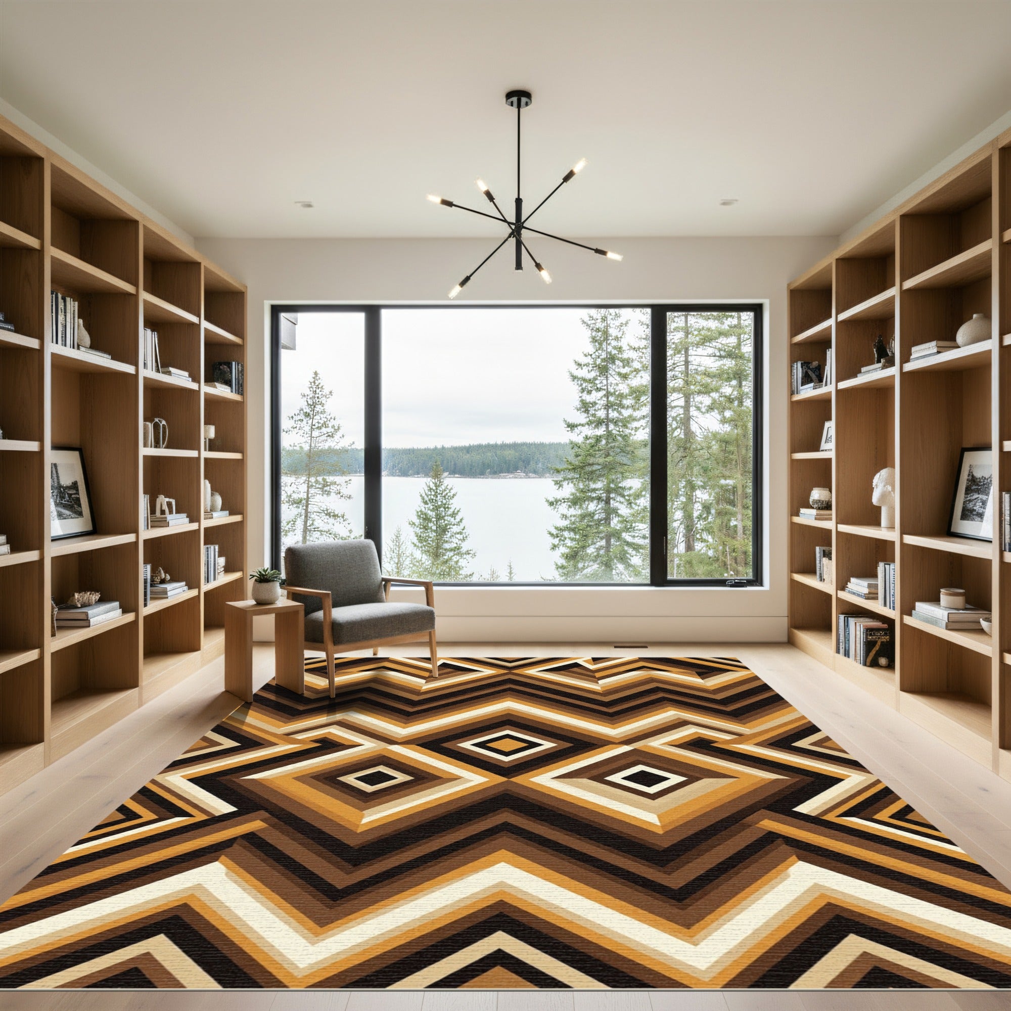 Geometric Chevron Diamond Earth Tone Accent Rug