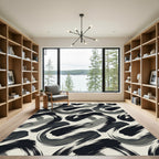 Monochromatic Brushstroke Swirl Rug
