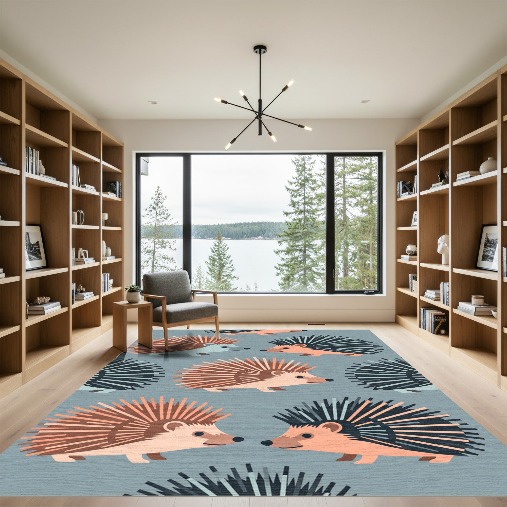 Playful Pastel Hedgehog Illustration Rug