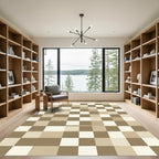 Earthy Tones Checkerboard Square Art Rug