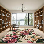 Pink Cream Rose Bouquet Arrangement Rug